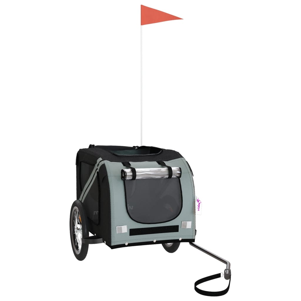 Pet Bike Trailer Black and Grey Oxford Fabric and Iron