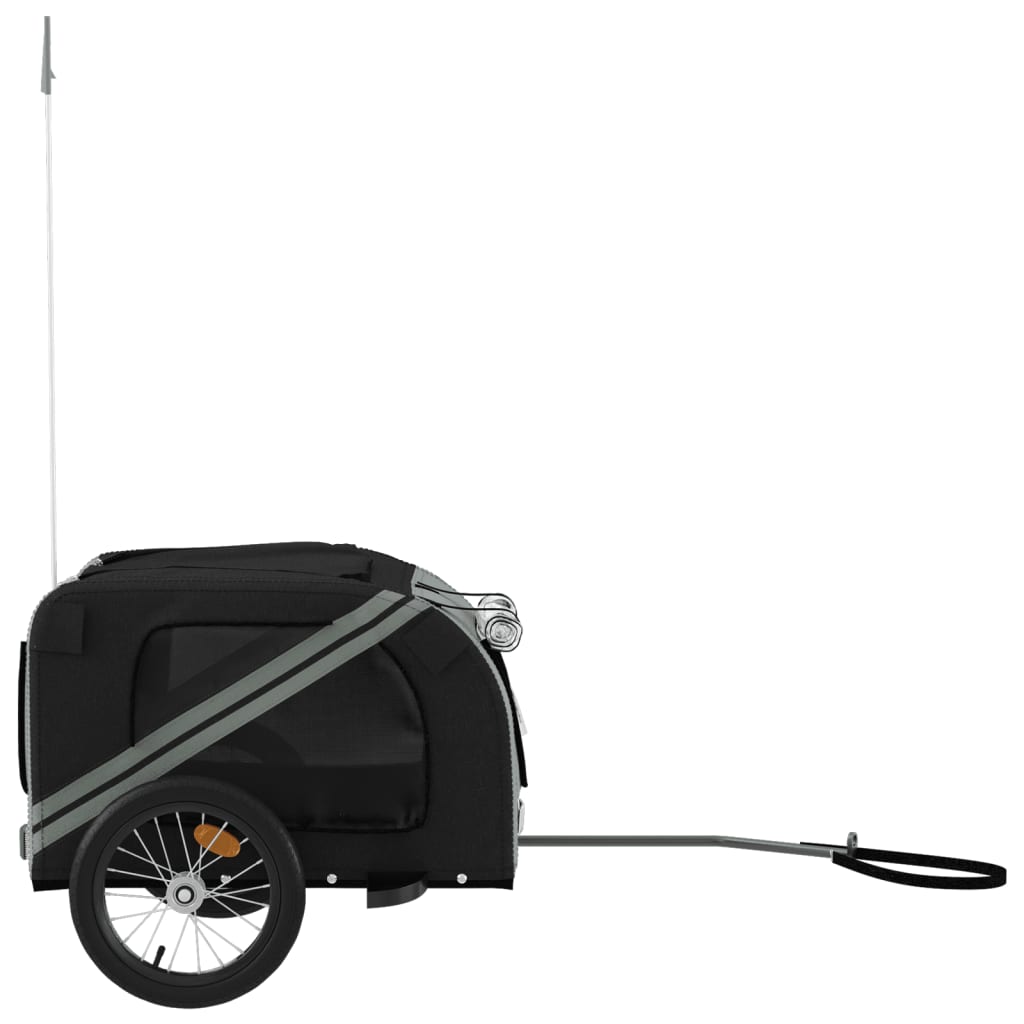 Pet Bike Trailer Black and Grey Oxford Fabric and Iron