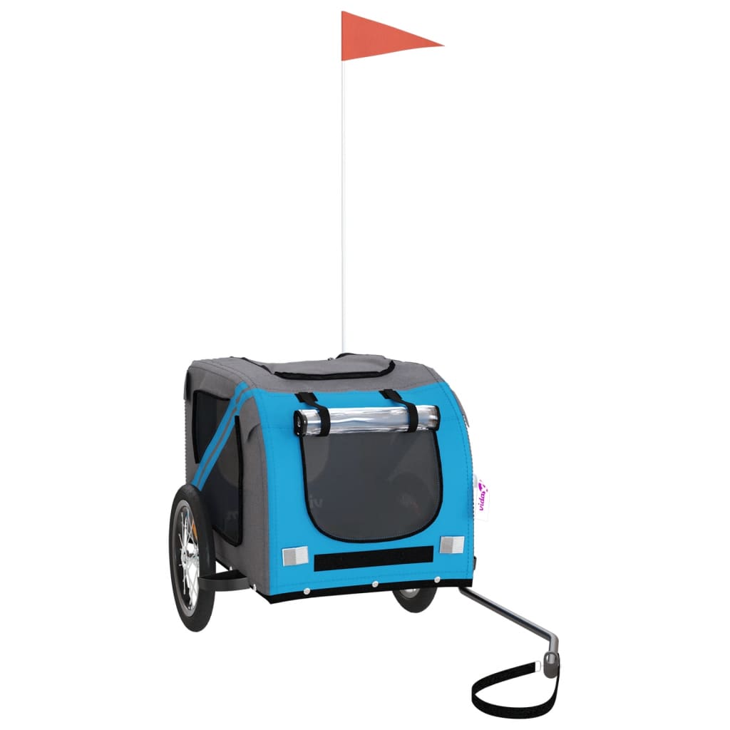 Pet Bike Trailer Blue and Grey Oxford Fabric and Iron