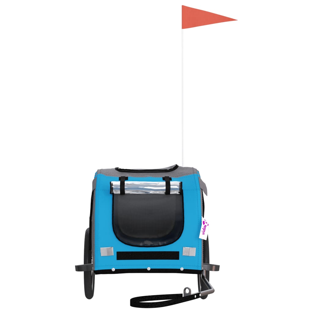 Pet Bike Trailer Blue and Grey Oxford Fabric and Iron