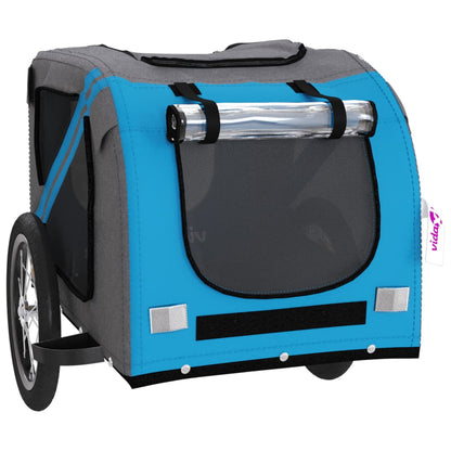 Pet Bike Trailer Blue and Grey Oxford Fabric and Iron