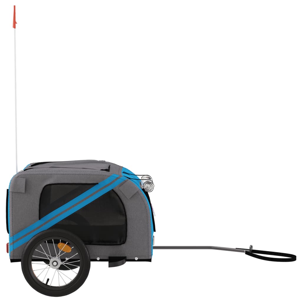 Pet Bike Trailer Blue and Grey Oxford Fabric and Iron