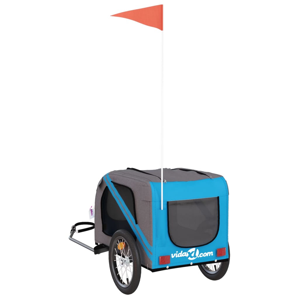Pet Bike Trailer Blue and Grey Oxford Fabric and Iron
