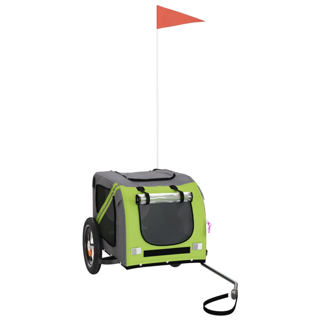 Pet Bike Trailer Green and Grey Oxford Fabric and Iron