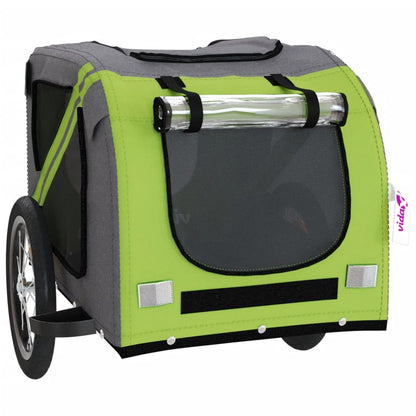 Pet Bike Trailer Green and Grey Oxford Fabric and Iron