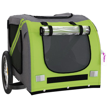 Pet Bike Trailer Green and Grey Oxford Fabric and Iron