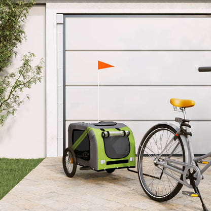 Pet Bike Trailer Green and Grey Oxford Fabric and Iron