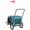 Pet Bike Trailer Blue and Grey Oxford Fabric and Iron