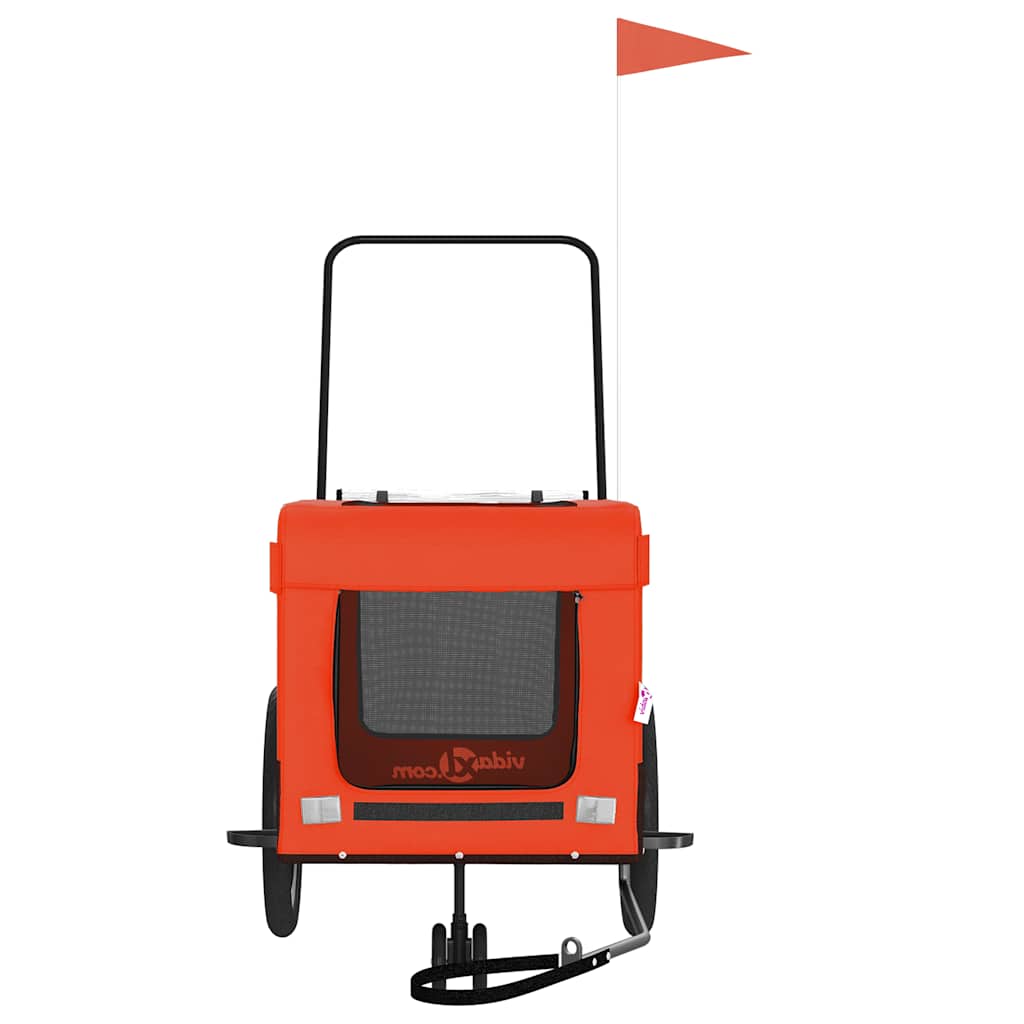Pet Bike Trailer Orange and Black Oxford Fabric and Iron