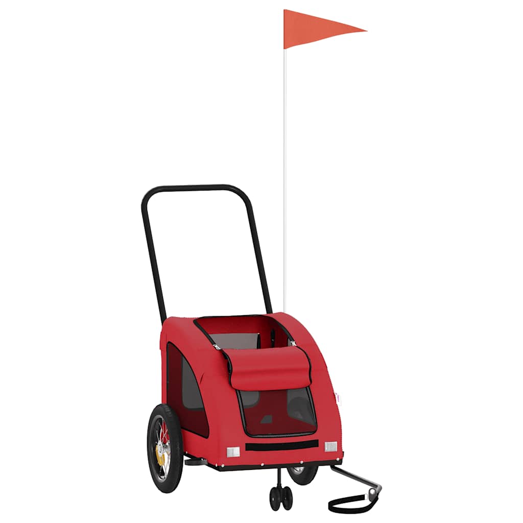 Pet Bike Trailer Red Oxford Fabric and Iron