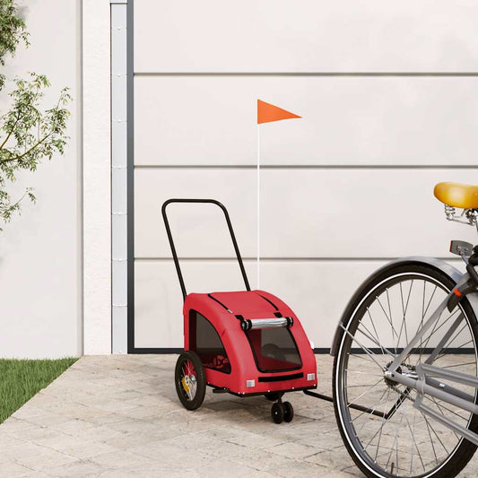 Pet Bike Trailer Red Oxford Fabric and Iron