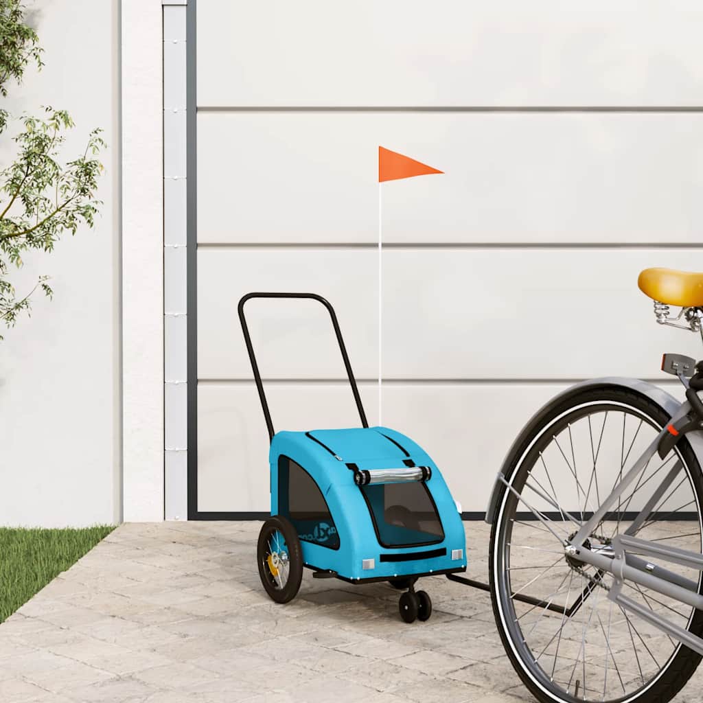 Pet Bike Trailer Blue Oxford Fabric and Iron