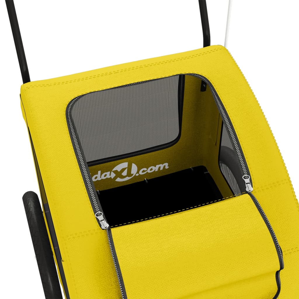 Pet Bike Trailer Yellow Oxford Fabric and Iron