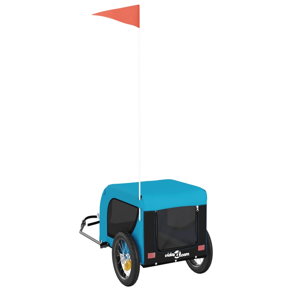 Pet Bike Trailer Blue and Black Oxford Fabric and Iron