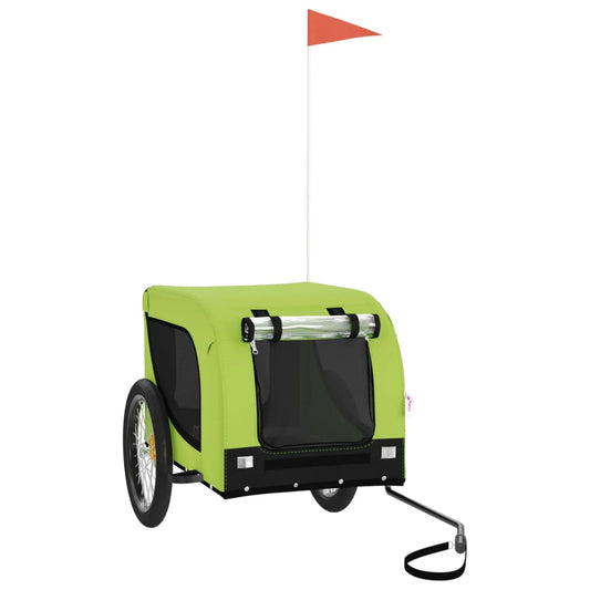 Pet Bike Trailer Green and Black Oxford Fabric and Iron