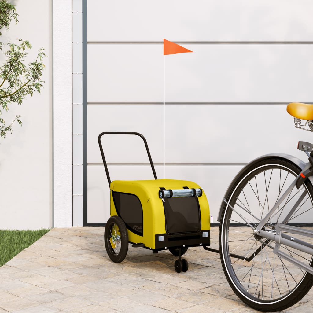 Pet Bike Trailer | Yellow and Black | Oxford fabric, iron, PVC | Small
