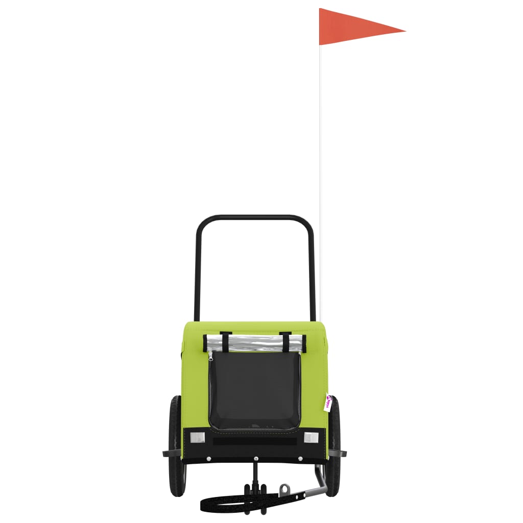 Pet Bike Trailer Green and Black Oxford Fabric and Iron