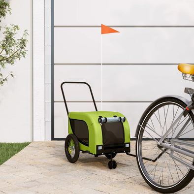 Pet Bike Trailer Green and Black Oxford Fabric and Iron