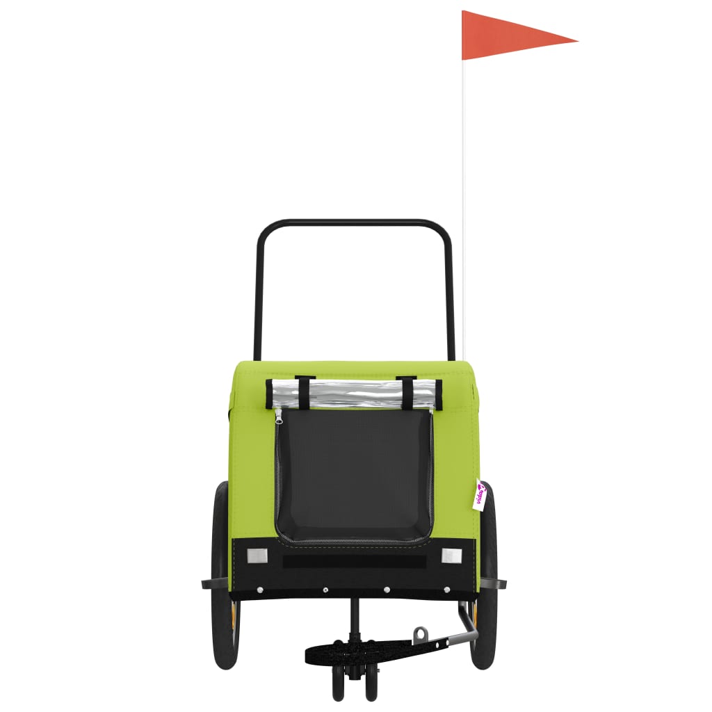 Pet Bike Trailer Green and Black Oxford Fabric and Iron