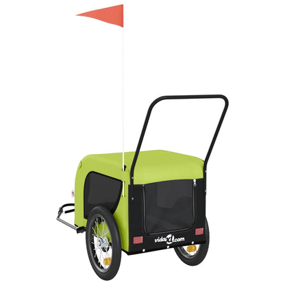 Pet Bike Trailer Green and Black Oxford Fabric and Iron