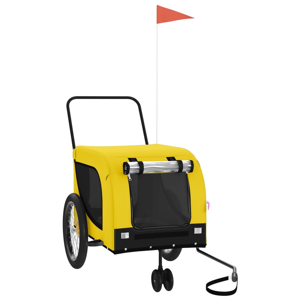 Pet Bike Trailer | Yellow and black | Oxford fabric, iron, PVC | Compact