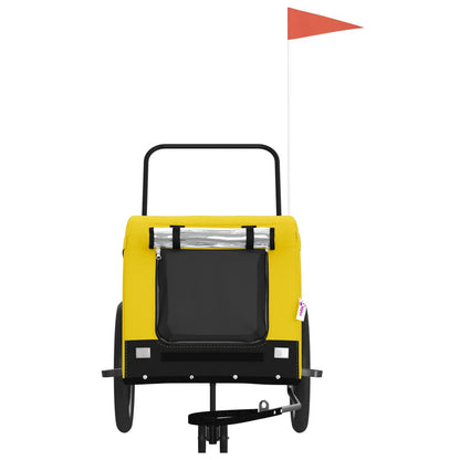 Pet Bike Trailer | Yellow and black | Oxford fabric, iron, PVC | Compact