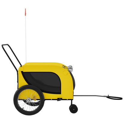 Pet Bike Trailer | Yellow and black | Oxford fabric, iron, PVC | Compact