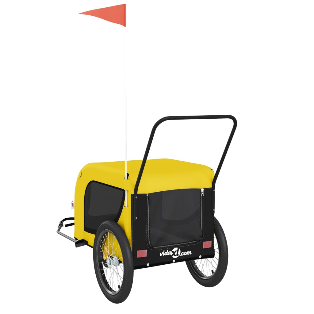 Pet Bike Trailer | Yellow and black | Oxford fabric, iron, PVC | Compact