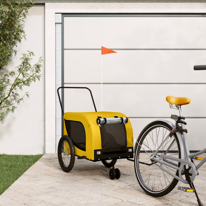 Pet Bike Trailer | Yellow and black | Oxford fabric, iron, PVC | Compact
