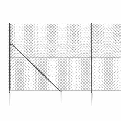 Chain Link Fence with Spike Anchors Anthracite 1.6x25 m