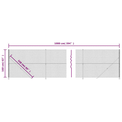 Chain Link Fence with Flange Anthracite 1.6x10 m