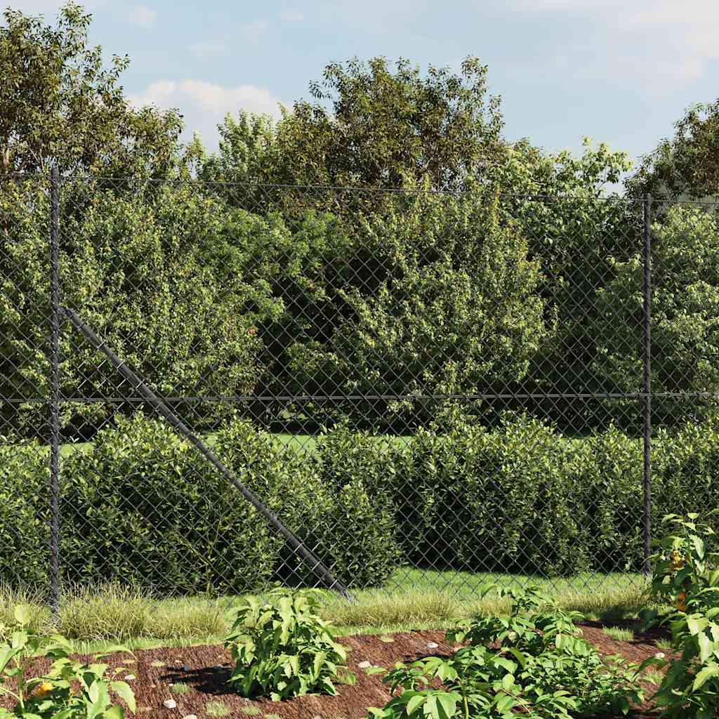 Chain Link Fence with Flange Anthracite 1.6x10 m
