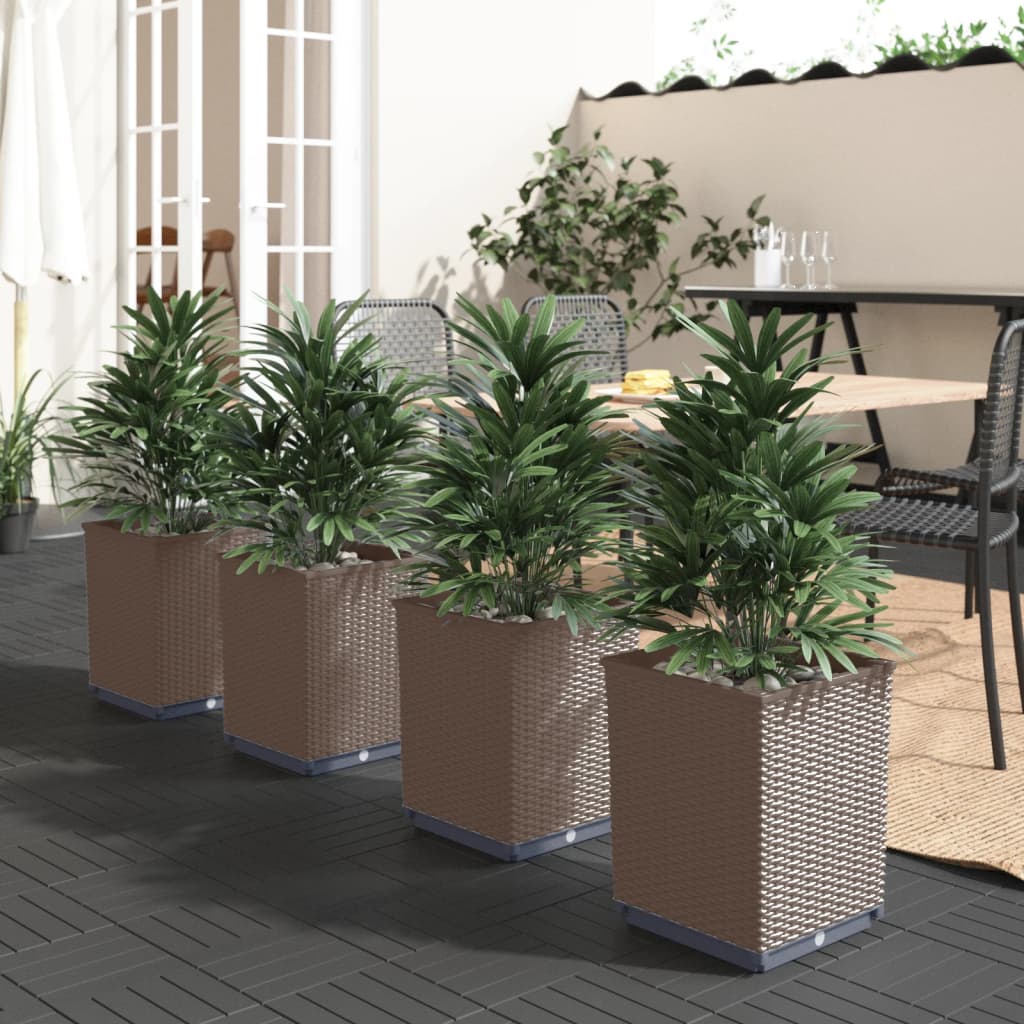 Planters 4 pcs Brown 30x30x37 cm Polypropylene