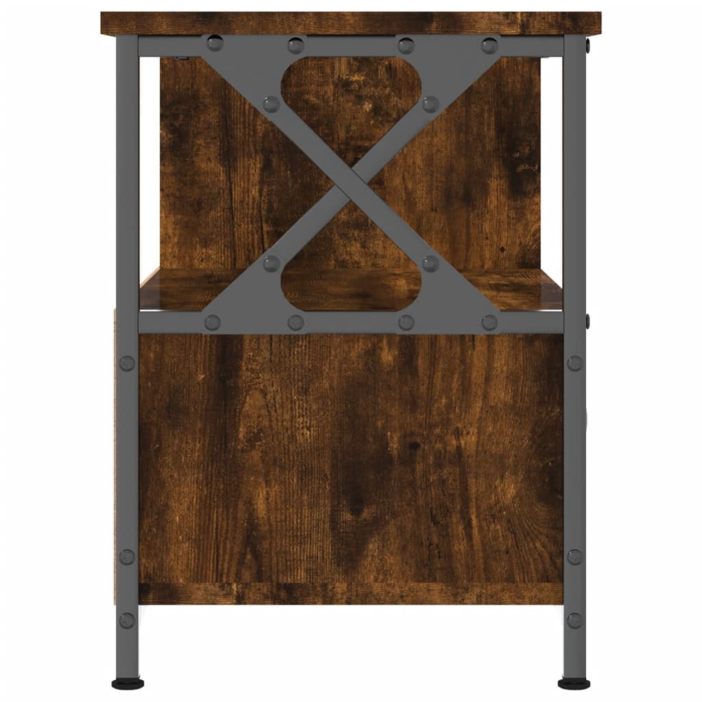 TV Cabinet Smoked Oak 90x33x45 cm Engineered Wood&Iron
