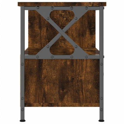 TV Cabinet Smoked Oak 90x33x45 cm Engineered Wood&Iron