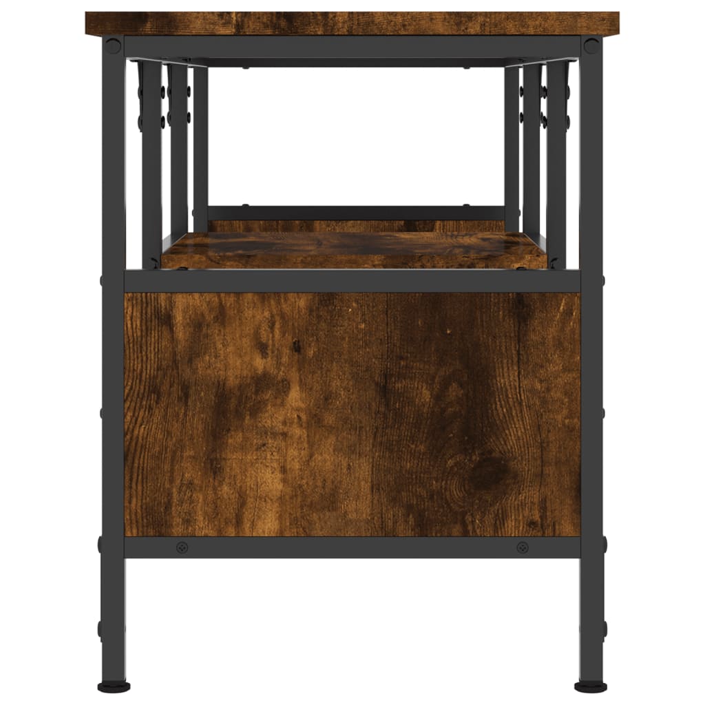 TV Cabinet Smoked Oak 100x35x45 cm Engineered Wood&Iron