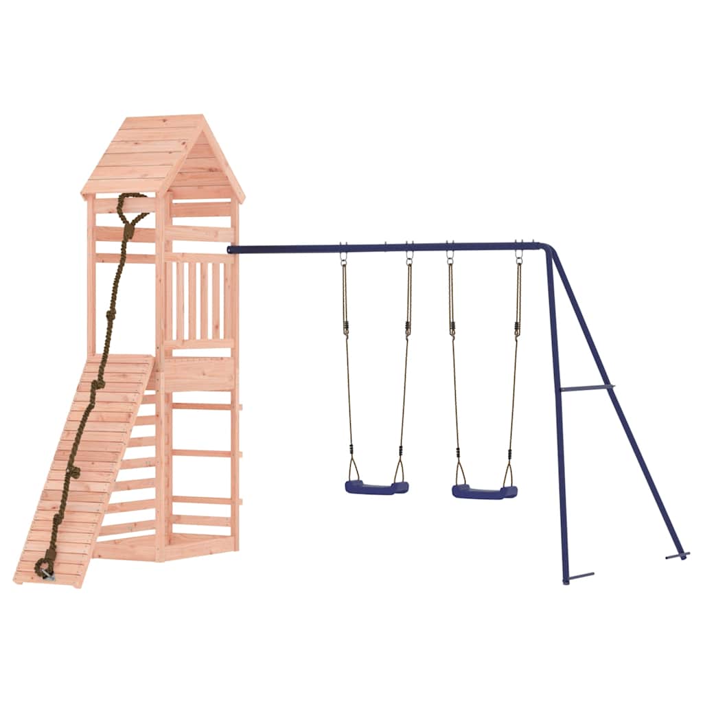 Outdoor Playset | Natural wood and blue | Solid Douglas Fir wood | Large