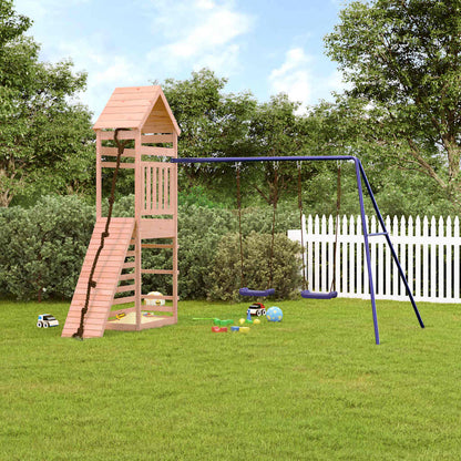 Outdoor Playset | Natural wood and blue | Solid Douglas Fir wood | Large