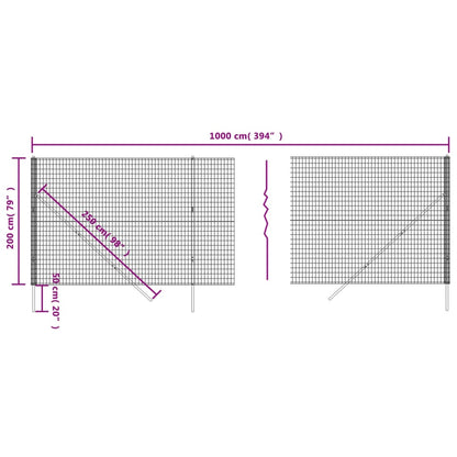 Wire Mesh Fence Green 2x10 m Galvanised Steel