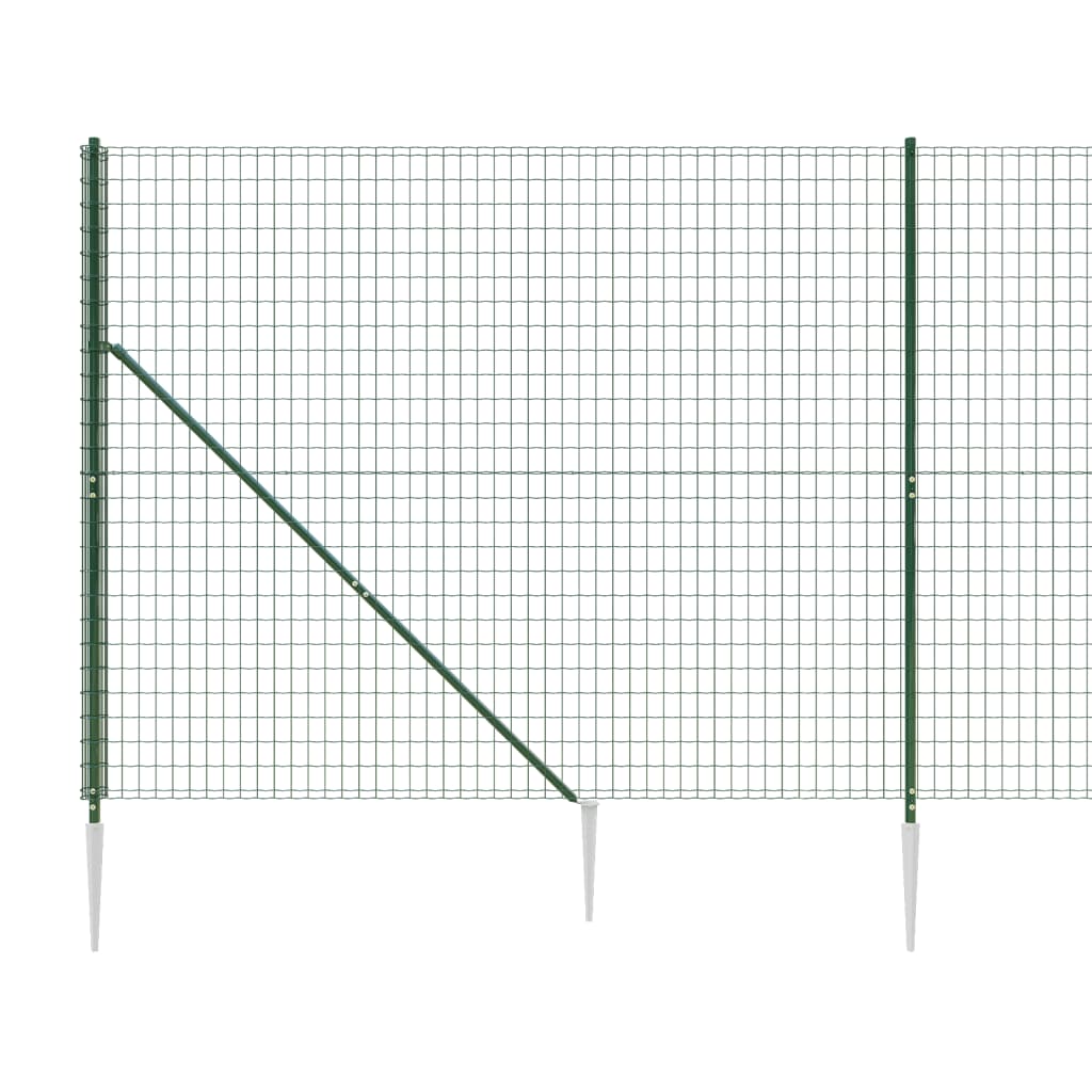 Wire Mesh Fence with Spike Anchors Green 1.8x10 m