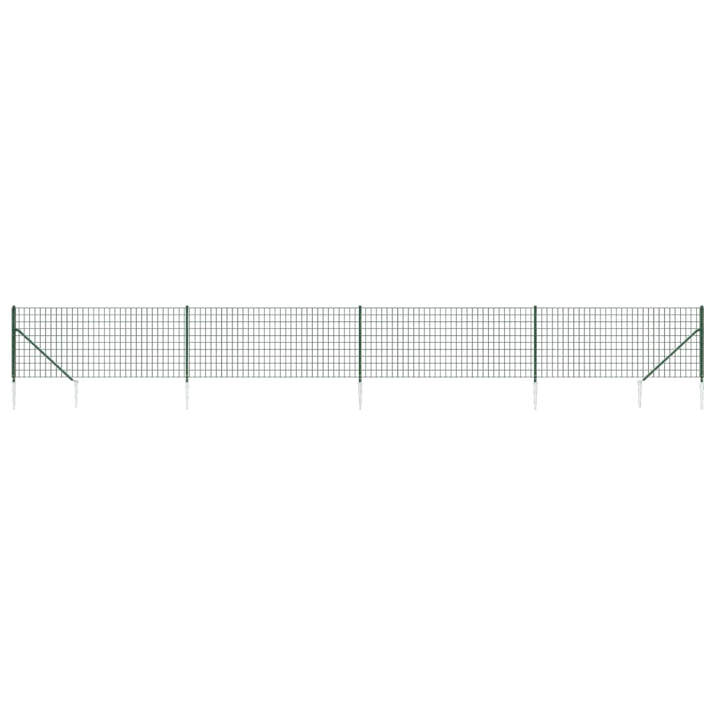 Wire Mesh Fence with Spike Anchors Green 1.1x10 m