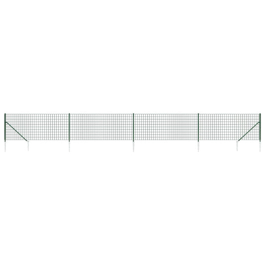 Wire Mesh Fence with Spike Anchors Green 1.1x10 m