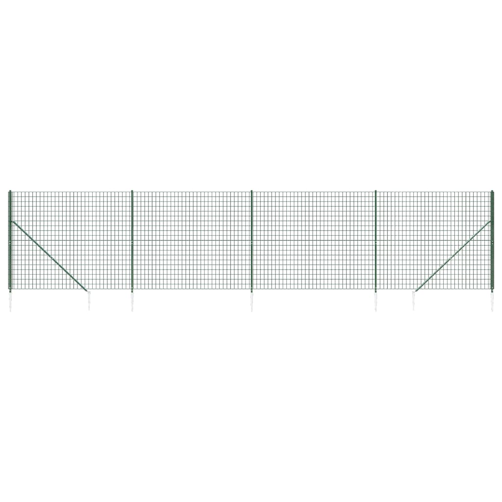 Wire Mesh Fence with Spike Anchors Green 1.6x10 m