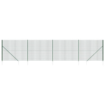 Wire Mesh Fence with Spike Anchors Green 1.6x10 m