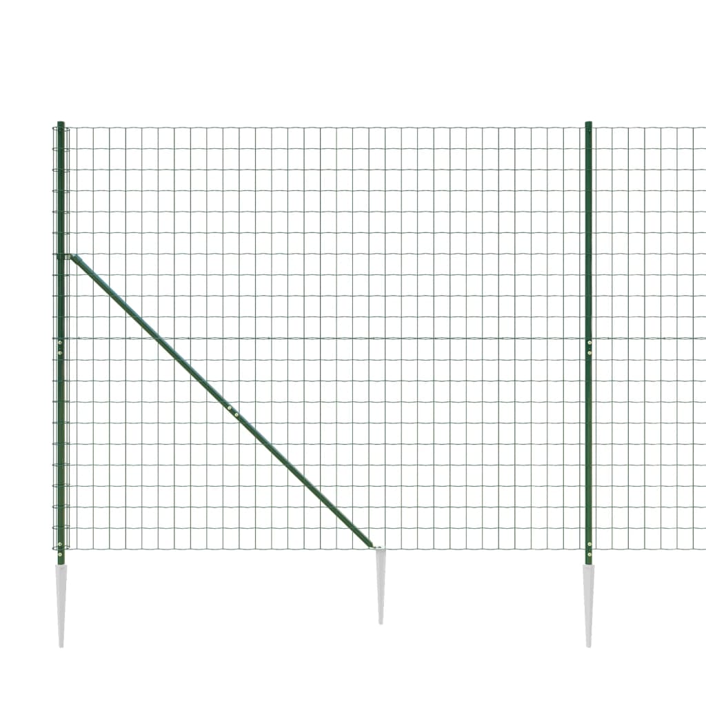 Wire Mesh Fence with Spike Anchors Green 1.6x10 m