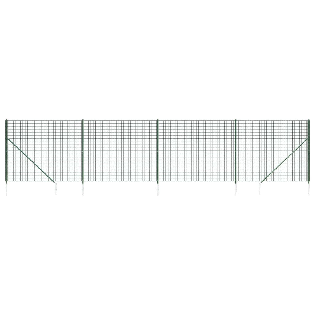 Wire Mesh Fence with Spike Anchors Green 1.8x10 m