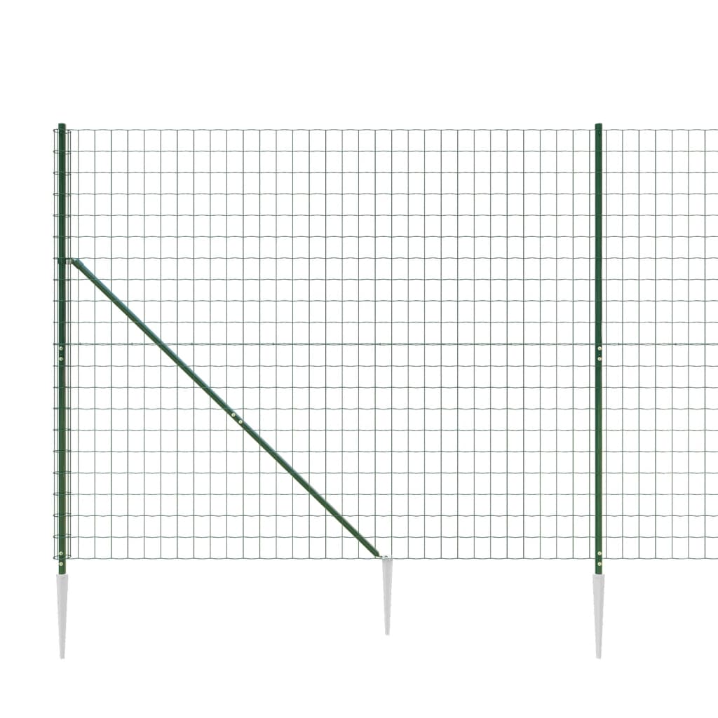 Wire Mesh Fence with Spike Anchors Green 2x10 m