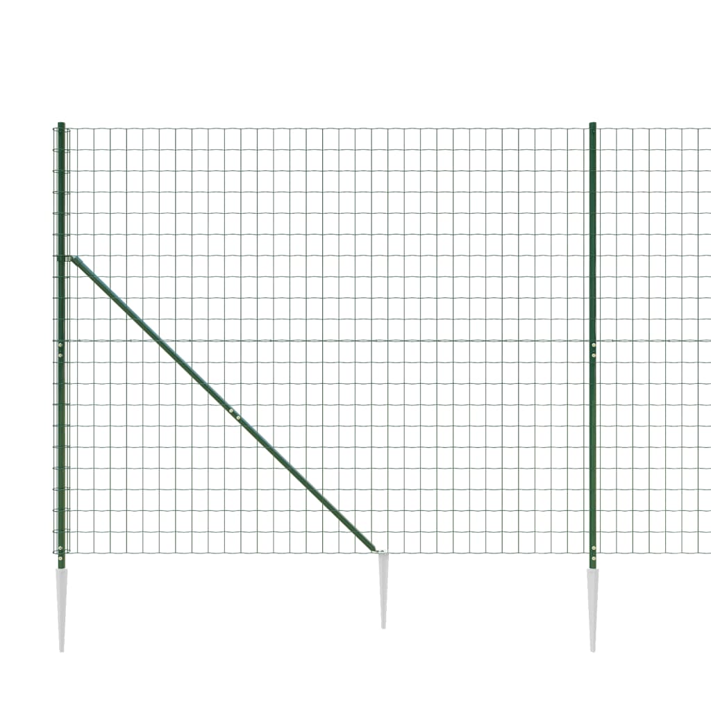 Wire Mesh Fence with Spike Anchors Green 2.2x10 m