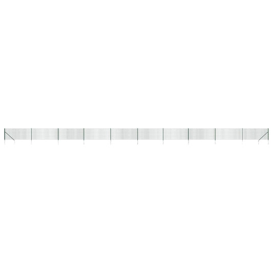 Wire Mesh Fence with Spike Anchors Green 1.1x25 m