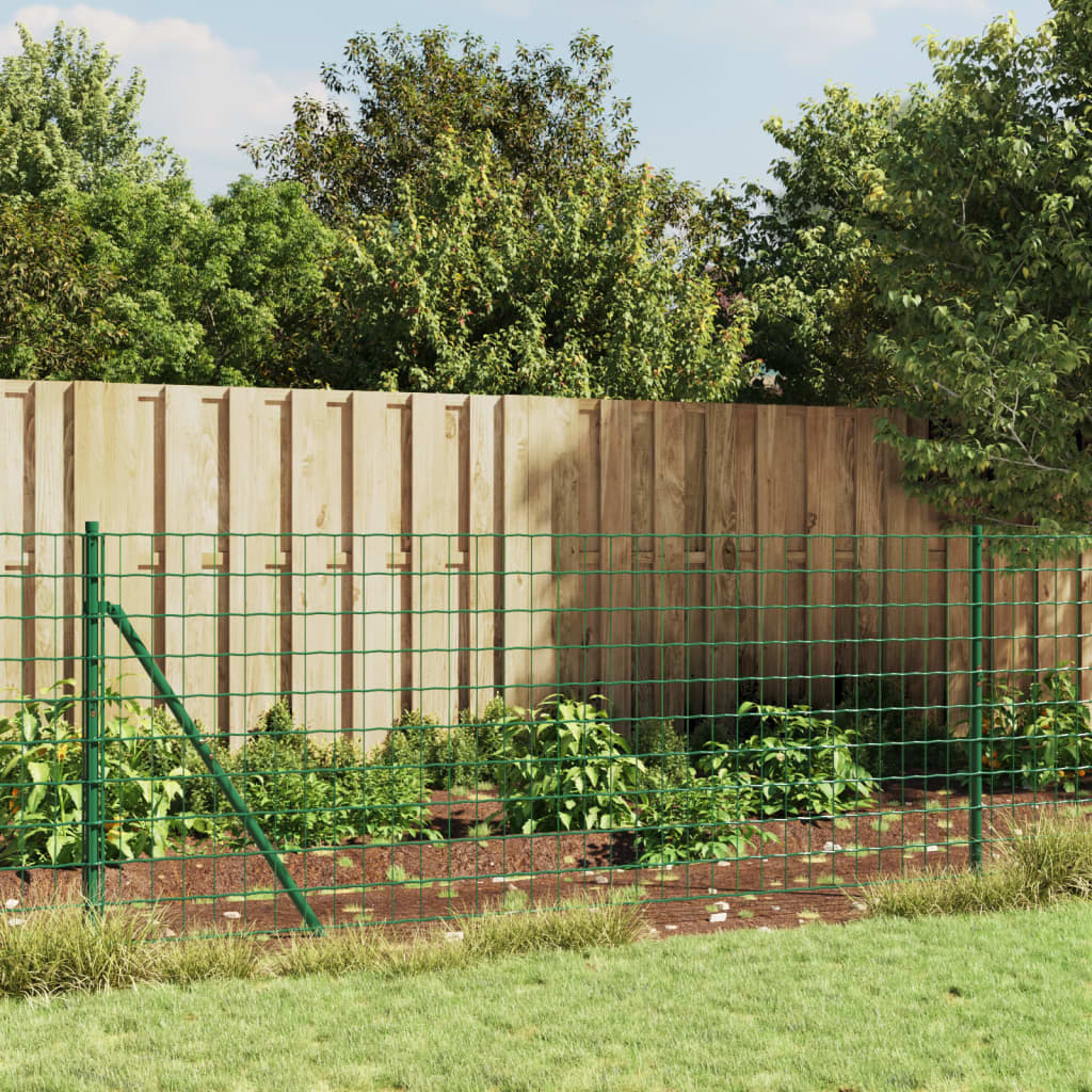 Wire Mesh Fence with Spike Anchors Green 1.1x25 m